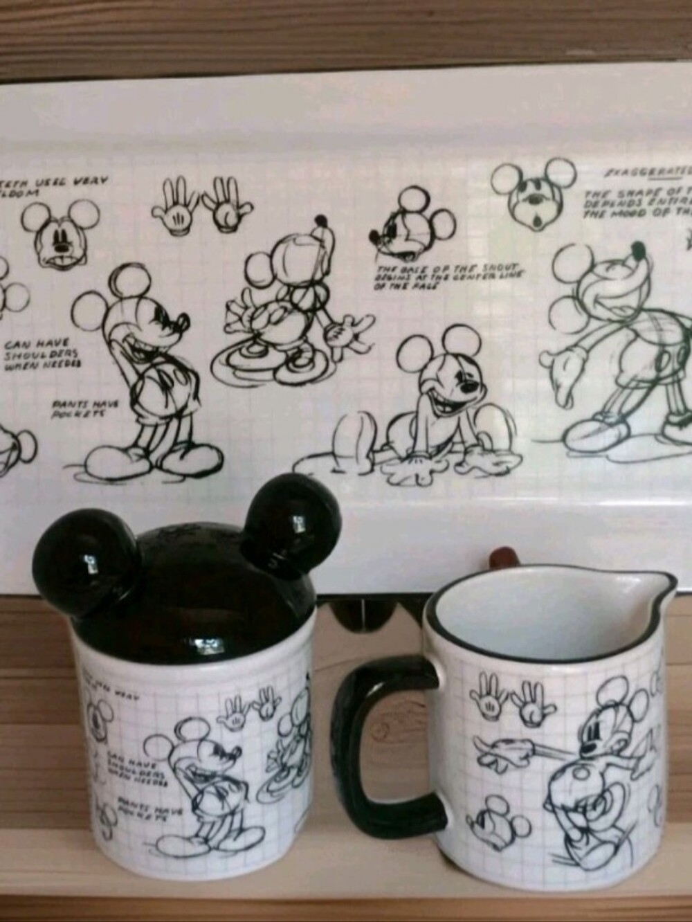 Disney Sketchbook Snack Tray,Cream & Sugar Bowl Set Excellent Condition